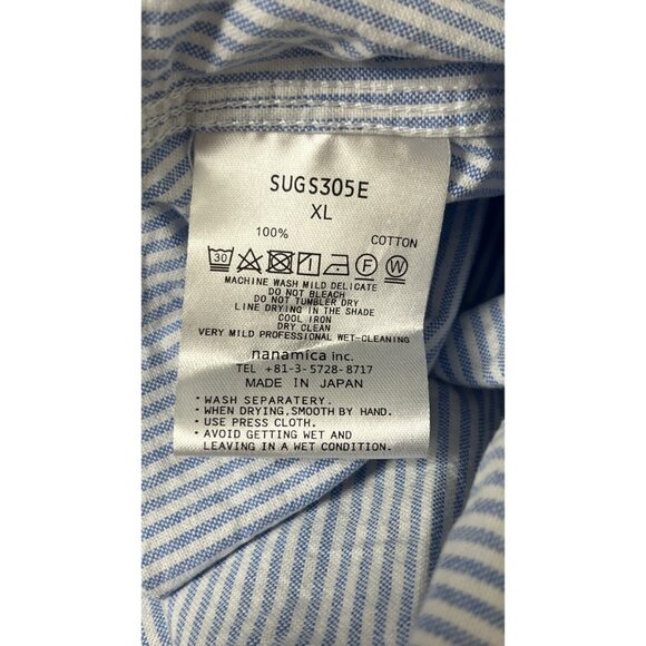 NANAMICA JAPAN STRIPED BLUE DRESS SHIRT XL - Picture 8 of 8